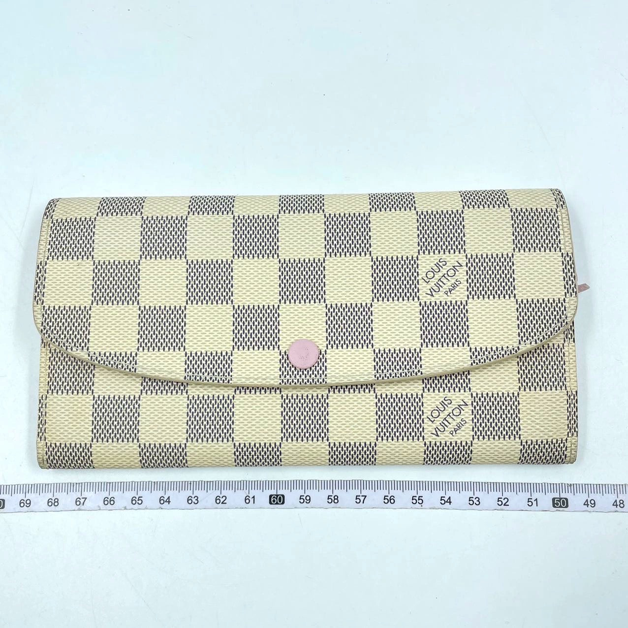 Pre-owned Louis Vuitton LV Emilie Long Wallet Damier Azure Coated Canvas with Pink