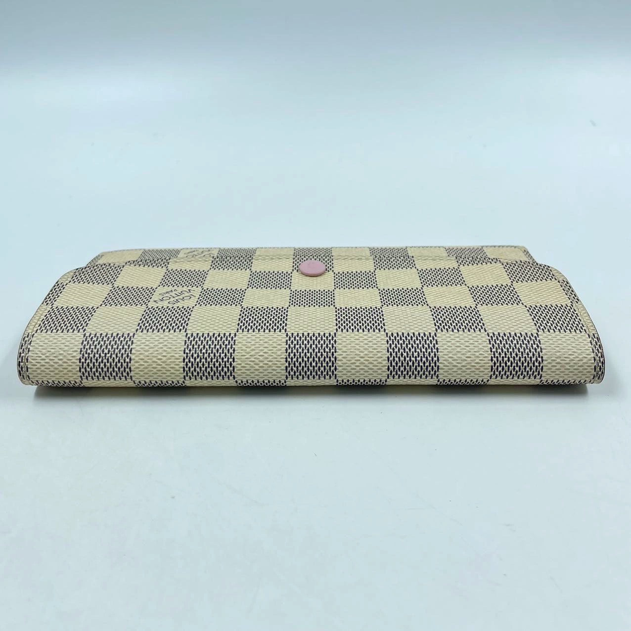 Pre-owned Louis Vuitton LV Emilie Long Wallet Damier Azure Coated Canvas with Pink