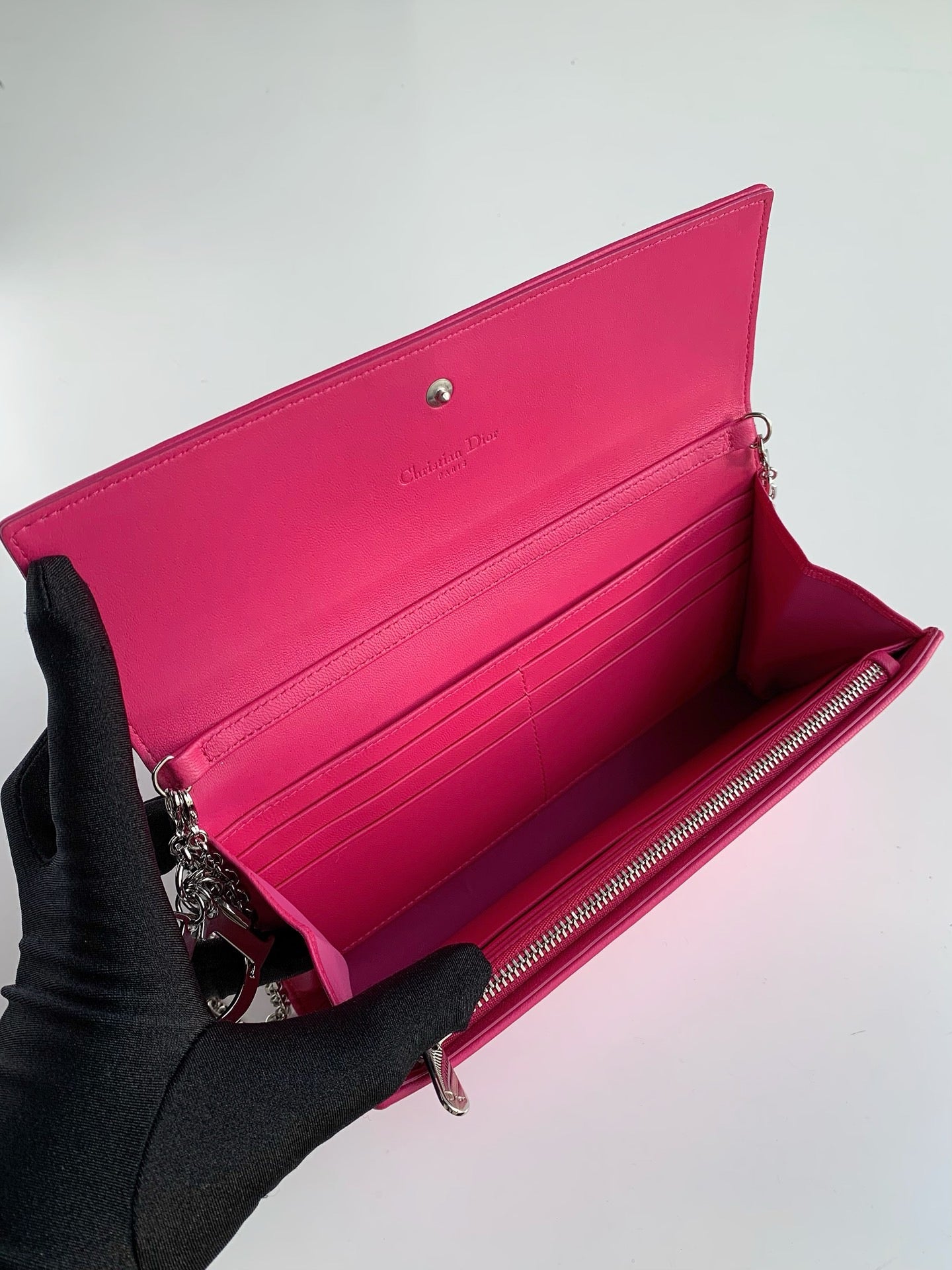 Pre-owned Dior Fuchsia Pink WOC Lambskin