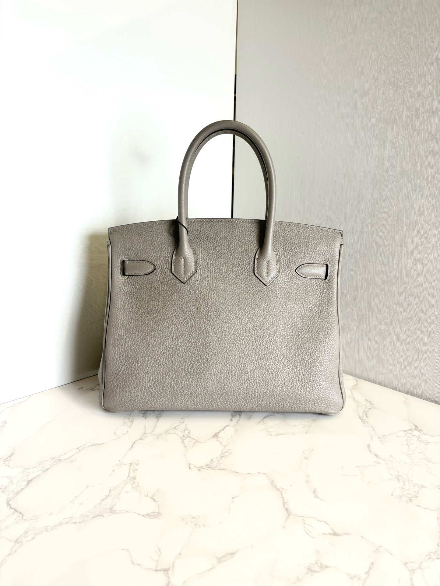 Pre-owned Hermes Birkin 30 Horseshoe Stamp M8 Gris Asphalt Togo Golden Hw, 2018 (C), w/ dust bag, lock&key, receipt