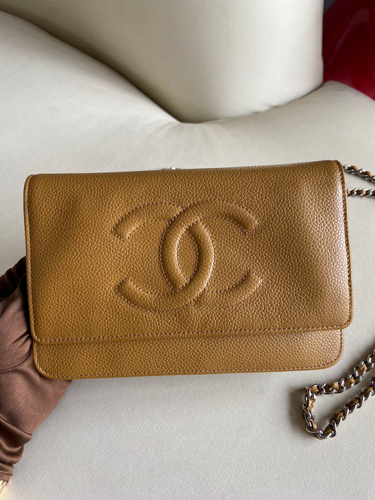 Pre-owned Chanel CC WOC Brown Caviar Leather, w/ card 2012-2013