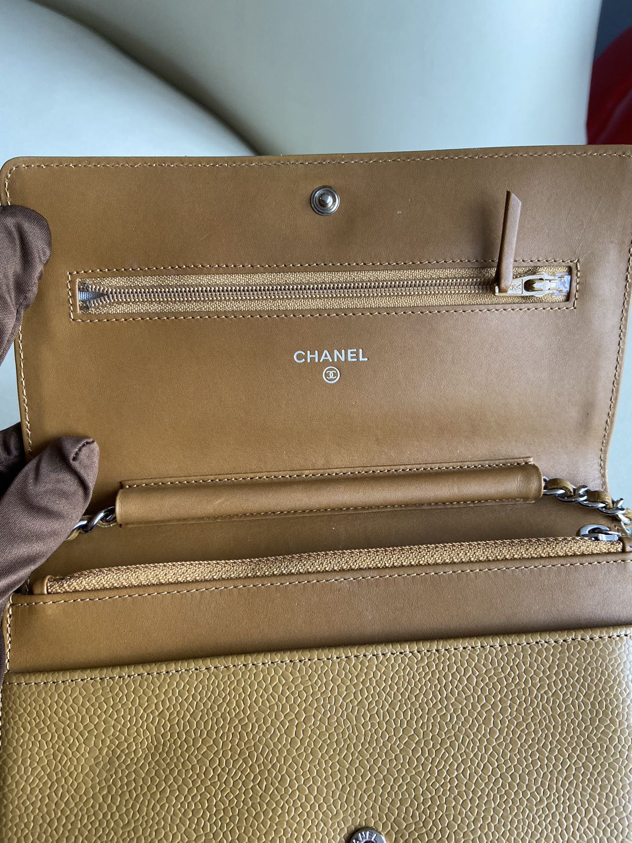 Pre-owned Chanel CC WOC Brown Caviar Leather, w/ card 2012-2013