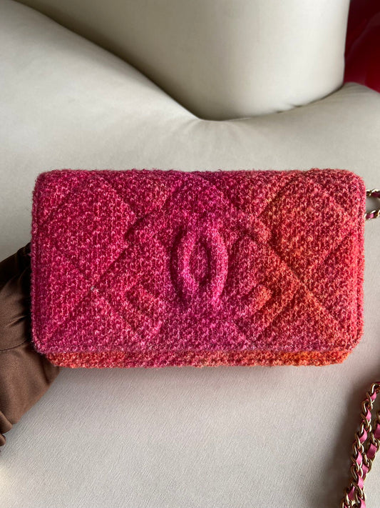 Pre-owned Chanel CC WOC Pink Gradient Tweed, w/ card, 2020-2021