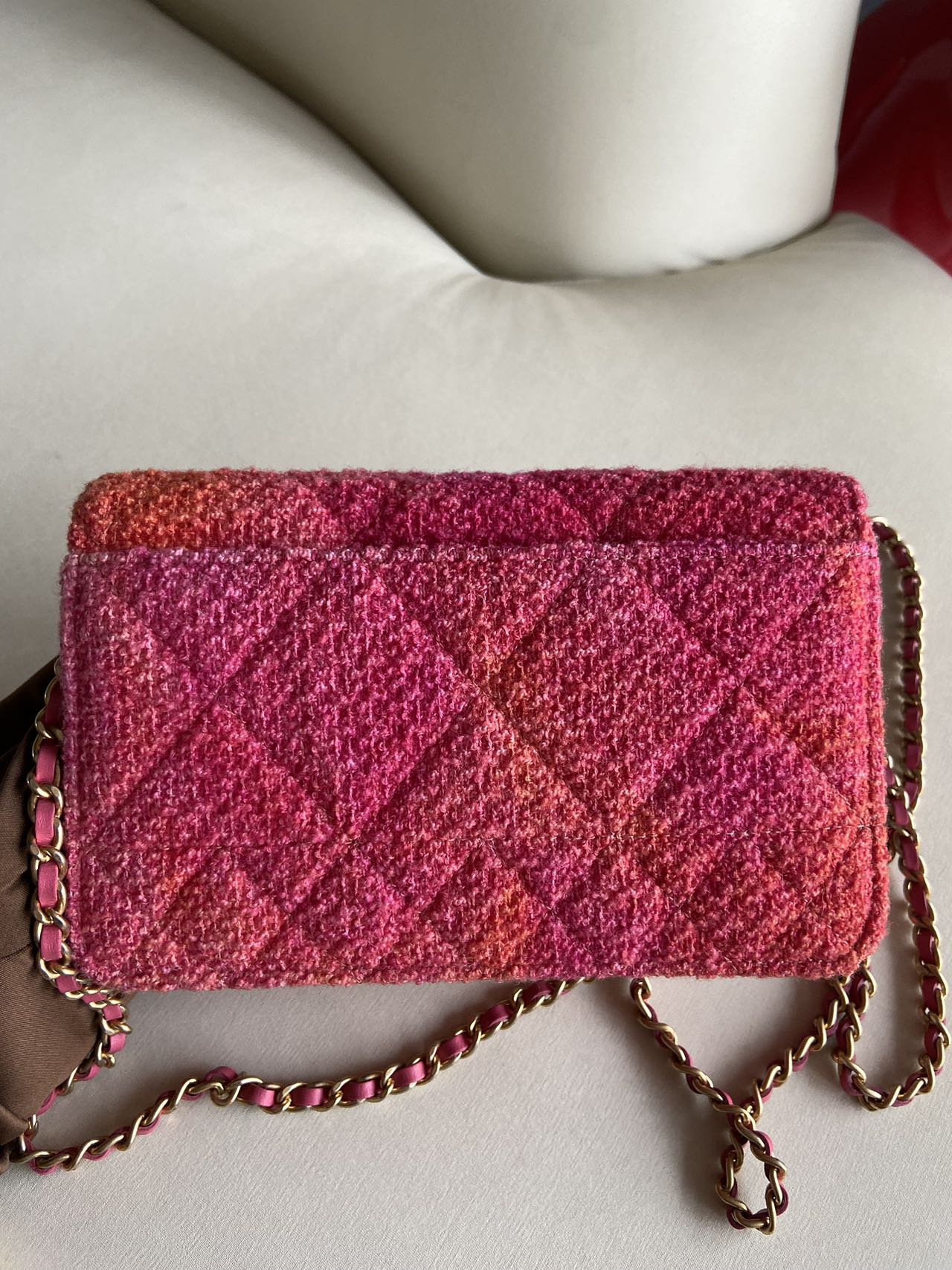 Pre-owned Chanel CC WOC Pink Gradient Tweed, w/ card, 2020-2021