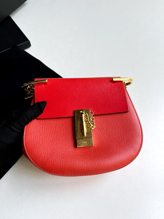 Pre-owned Chloe Drew Small Lipstick Red Golden Hardware