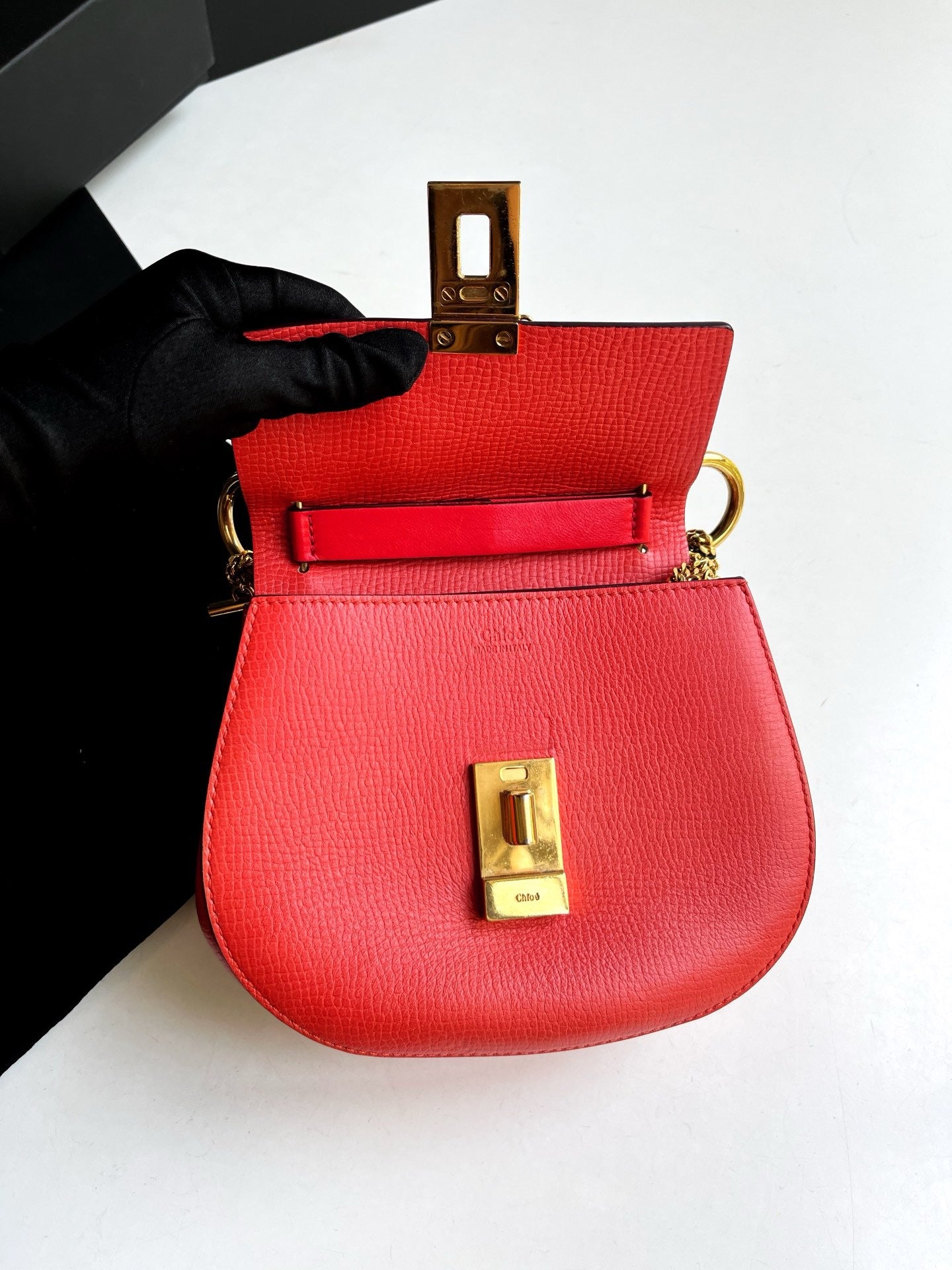 Pre-owned Chloe Drew Small Lipstick Red Golden Hardware