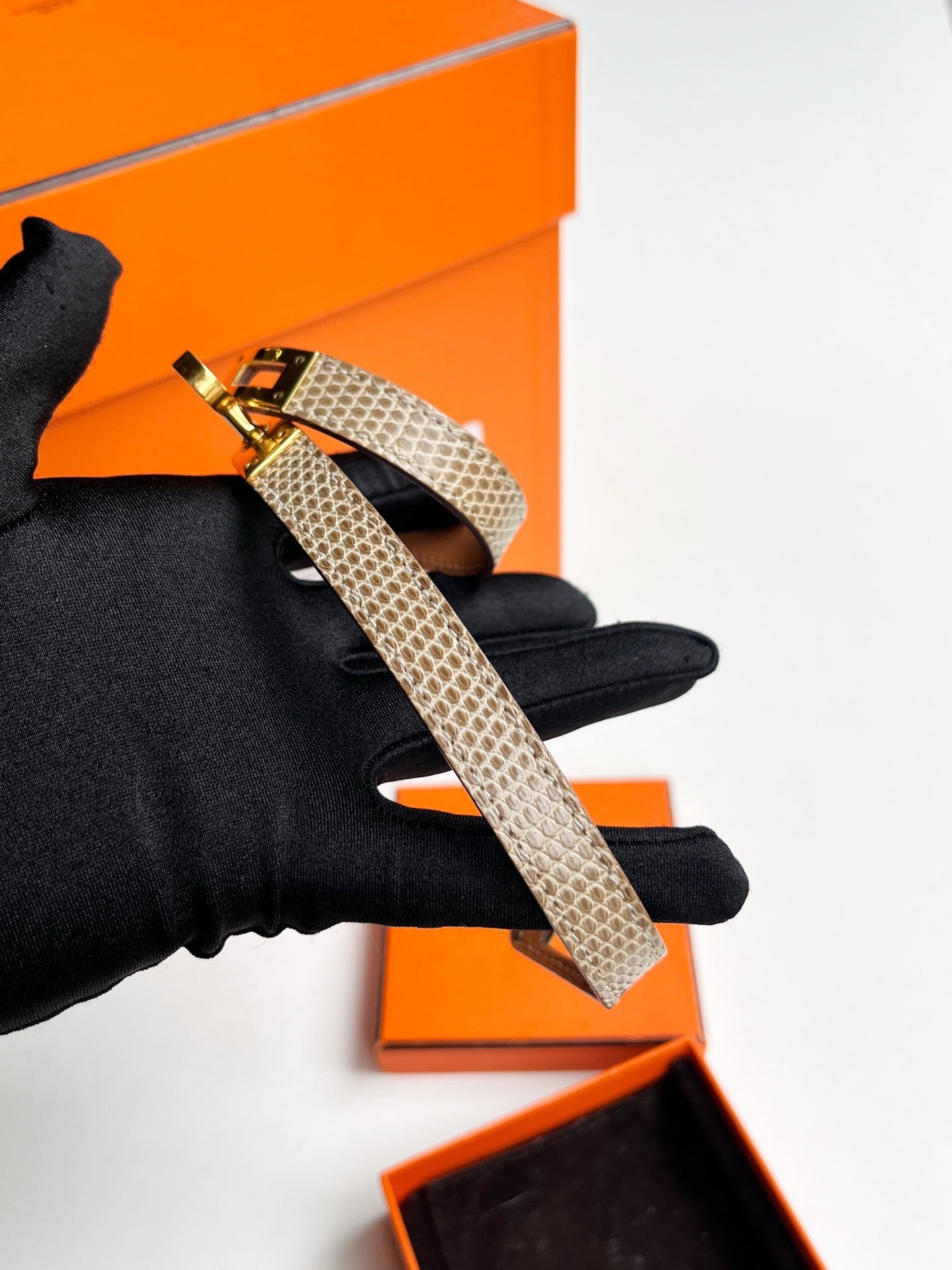 Pre-owned Hermes Kelly Double Tour Bracelet Lizard