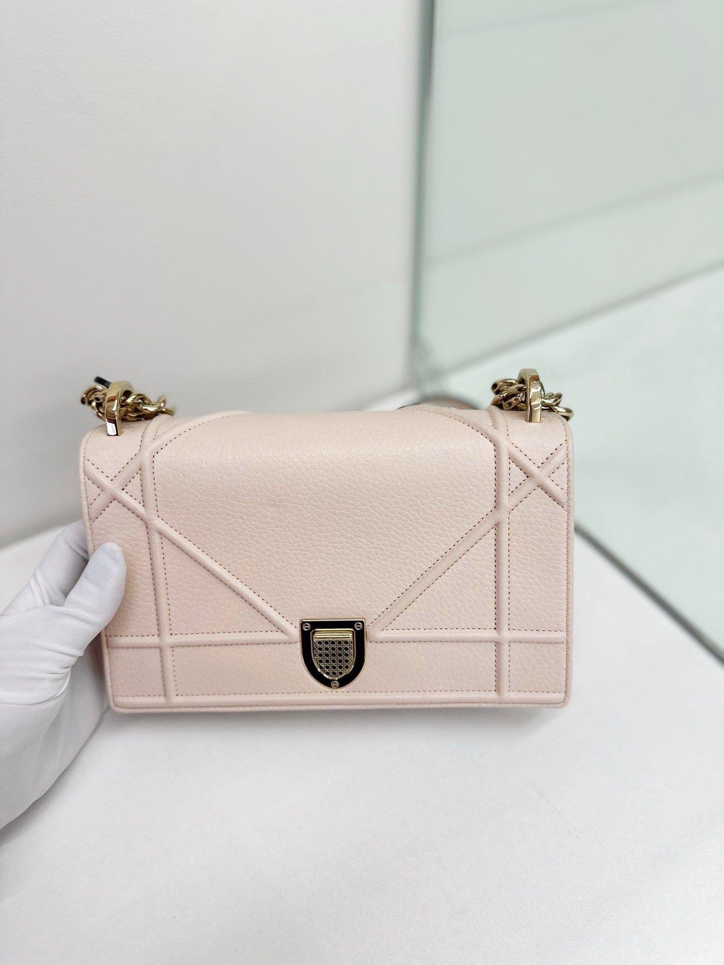 Pre-owned Dior Diorama Small Soft Pink Calfskin w/ golden hardware