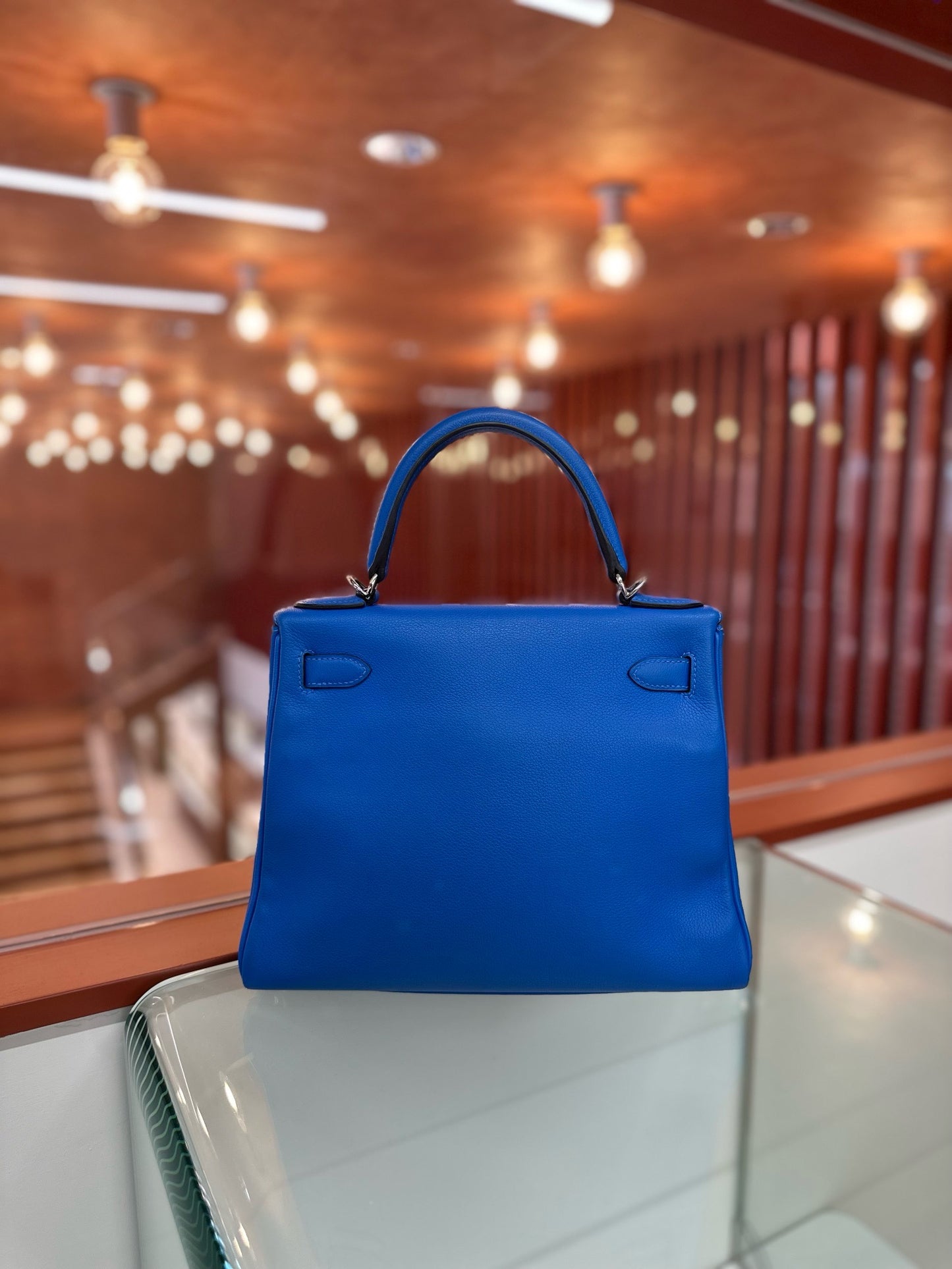 Pre-owned Hermes Kelly 28 Evercolor Blue, 2016