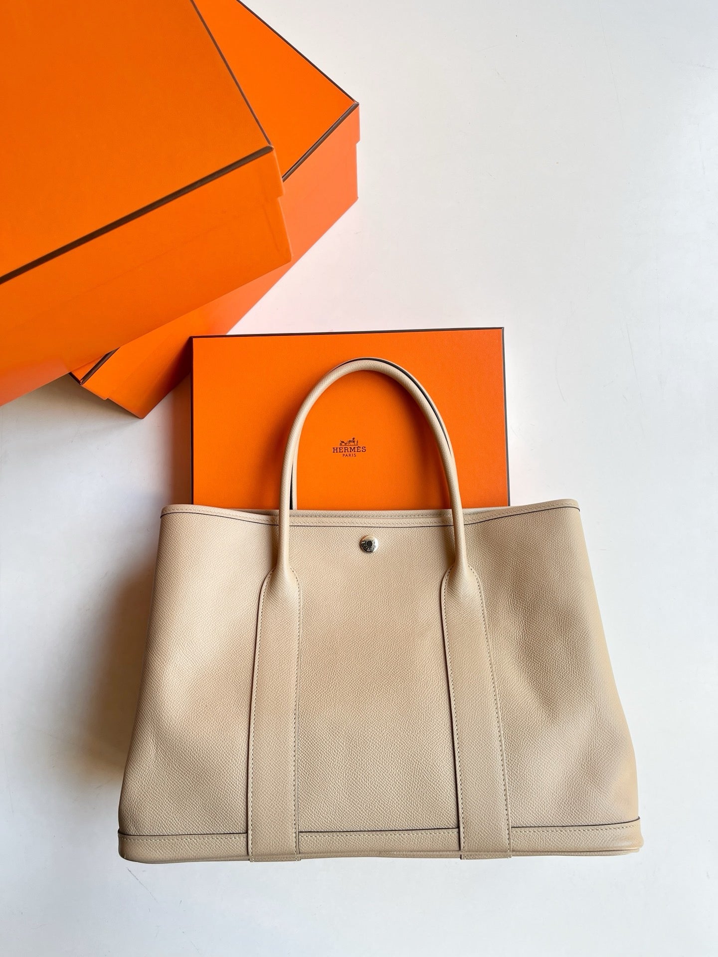 Pre-owned Hermes Garden Party 36 Trench Color Epsom Leather Silver Hw, 2018