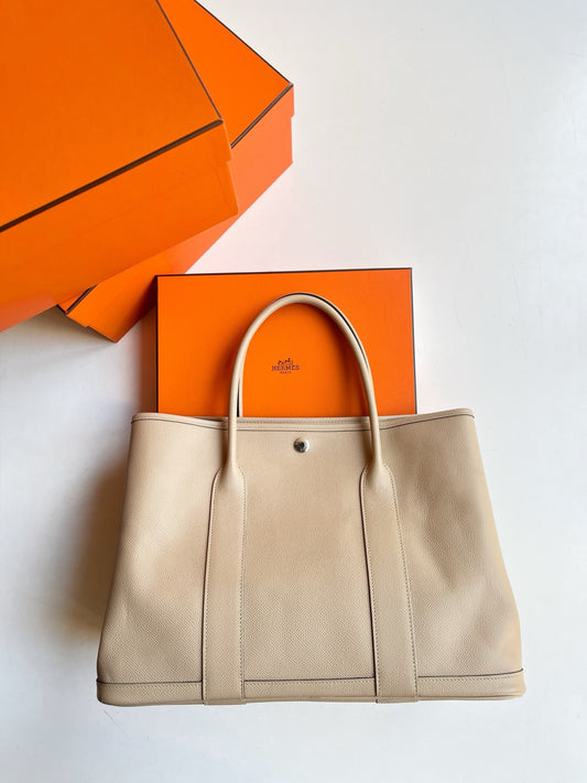 Pre-owned Hermes Garden Party 36 Trench Color Epsom Leather Silver Hw, 2018