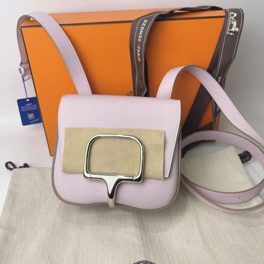 Pre-owned Hermes Mini Della Cavalleria Mauve Pale Epsom Silver hw, 2022 (U), Not Used, Full Set