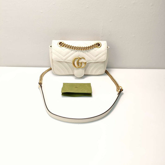 Pre-owned Gucci Marmont Small White Calfskin, A condition