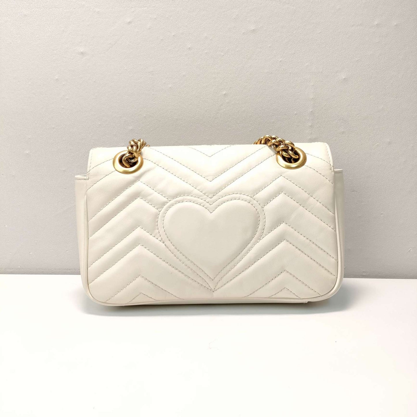 Pre-owned Gucci Marmont Small White Calfskin, A condition