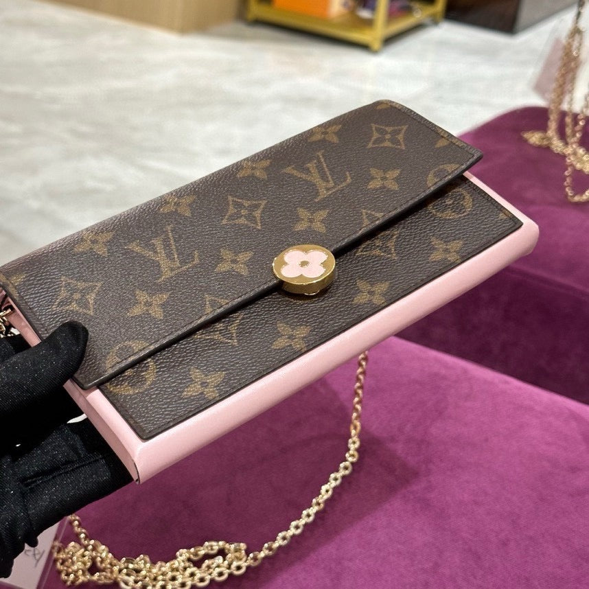 Длинный кошелек LV Louis Vuitton Flore Ballerine с акцентами из розовой кожи Pre-owned 