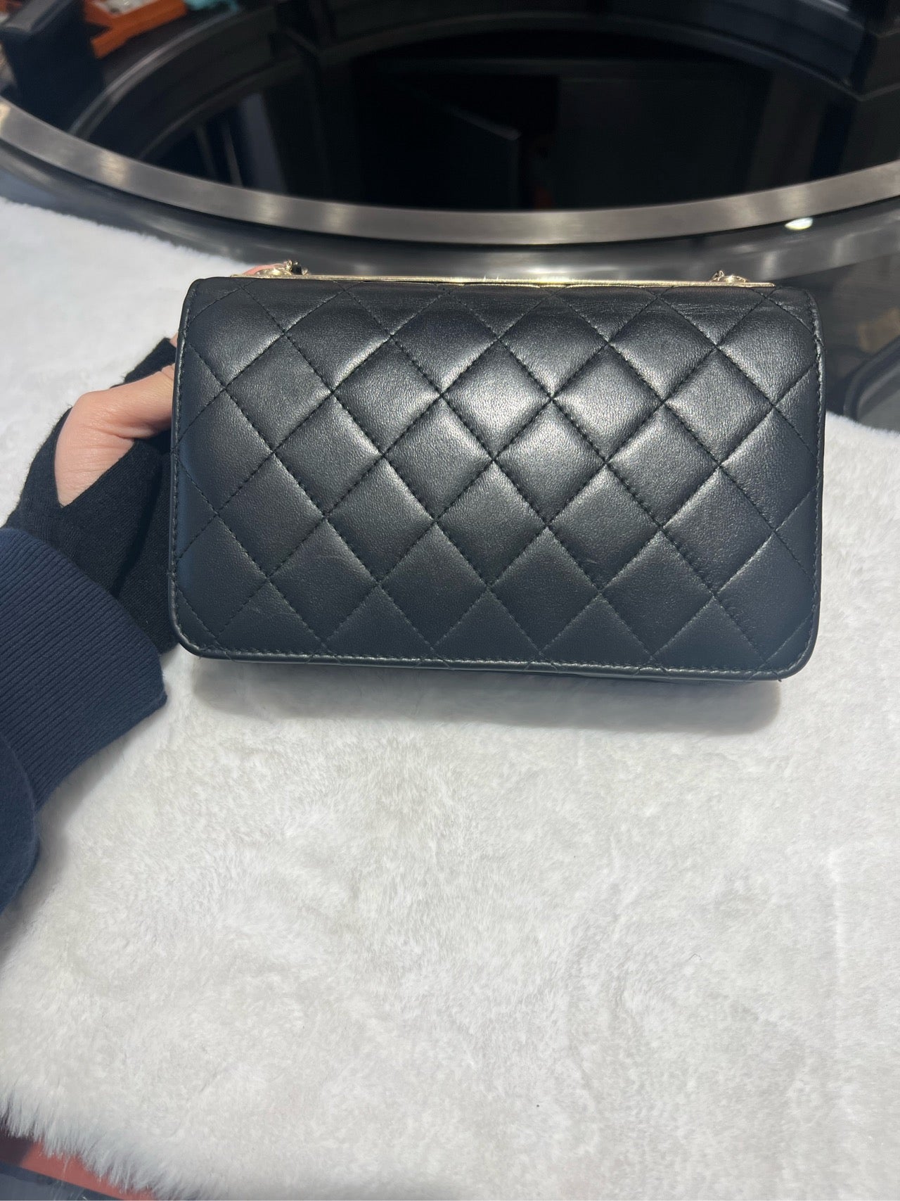 Pre-owned Chanel Trendy CC WOC in Black Lambskin w/ Golden Hardware