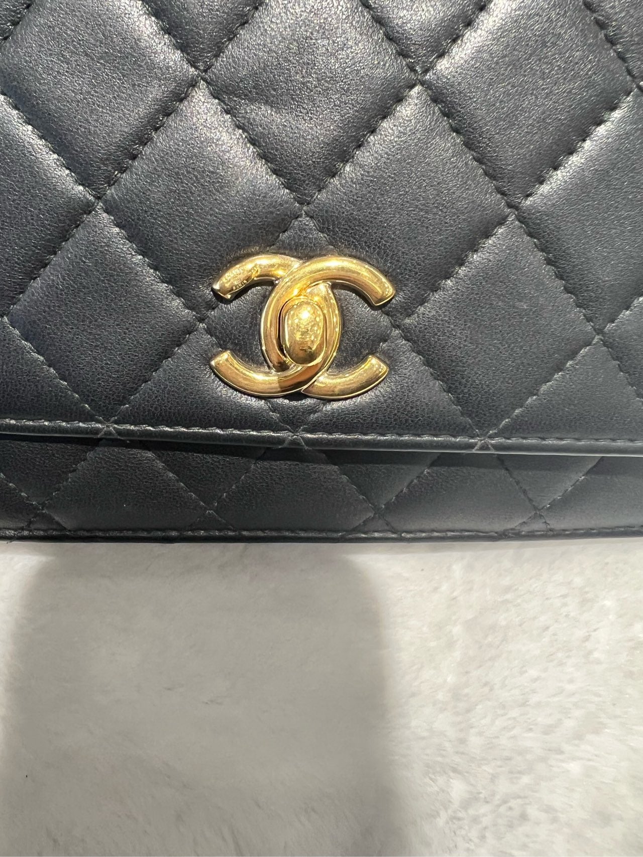 Pre-owned Chanel Trendy CC WOC in Black Lambskin w/ Golden Hardware