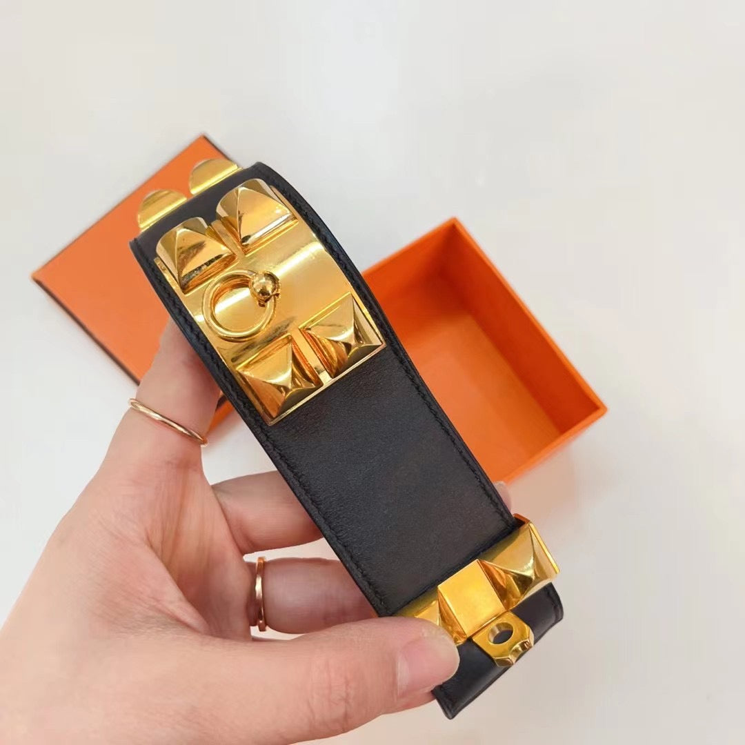 Pre-owned Hermes CDC Bracelet Black with Gold