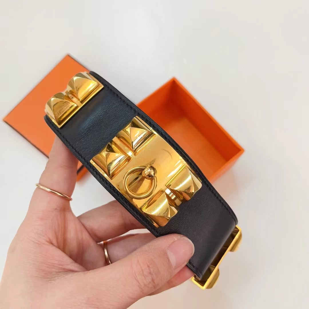 Pre-owned Hermes CDC Bracelet Black with Gold