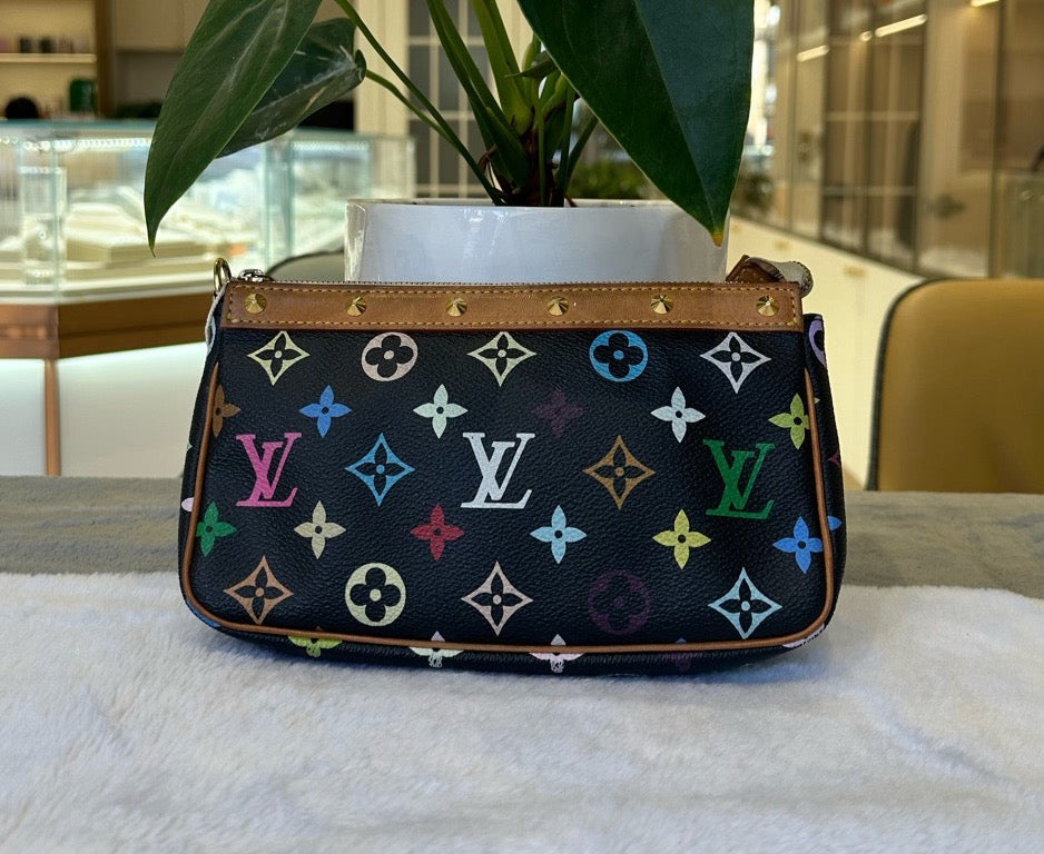 Pre-owned LV Louis Vuitton Pochette Accessoires Black Multicolore Murakami