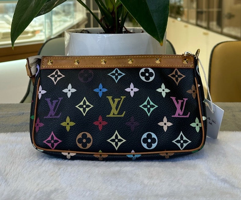 Pre-owned LV Louis Vuitton Pochette Accessoires Black Multicolore Murakami