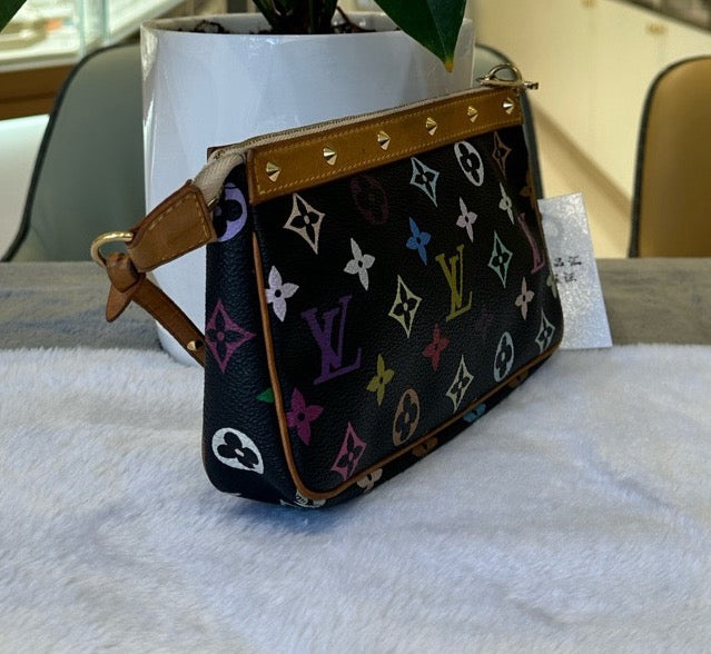 Pre-owned LV Louis Vuitton Pochette Accessoires Black Multicolore Murakami