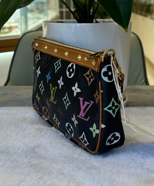 Pre-owned LV Louis Vuitton Pochette Accessoires Black Multicolore Murakami