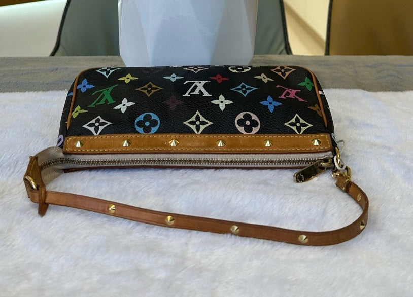 Pre-owned LV Louis Vuitton Pochette Accessoires Black Multicolore Murakami