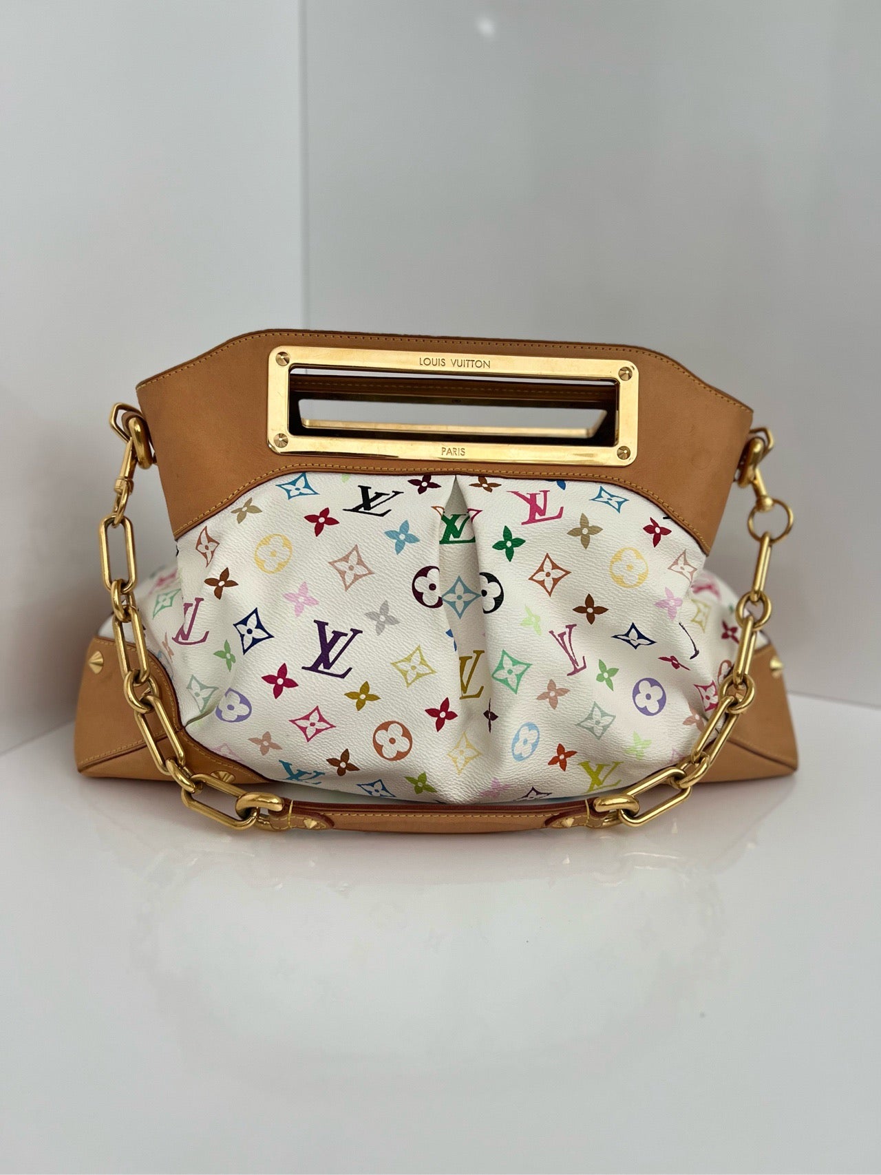 Pre-owned LV Louis Vuitton Judy GM White Multicolore Murakami