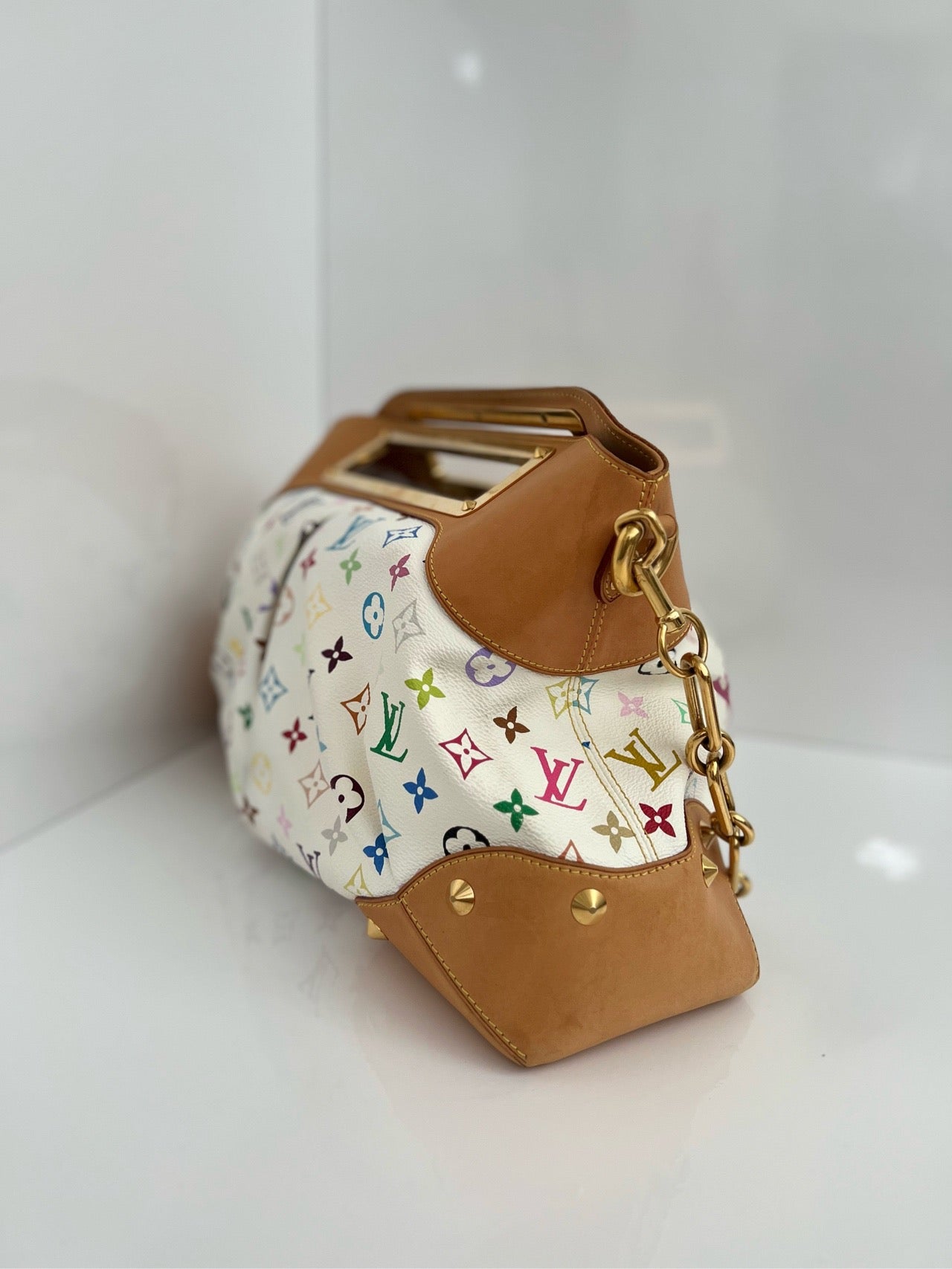 Pre-owned LV Louis Vuitton Judy GM White Multicolore Murakami