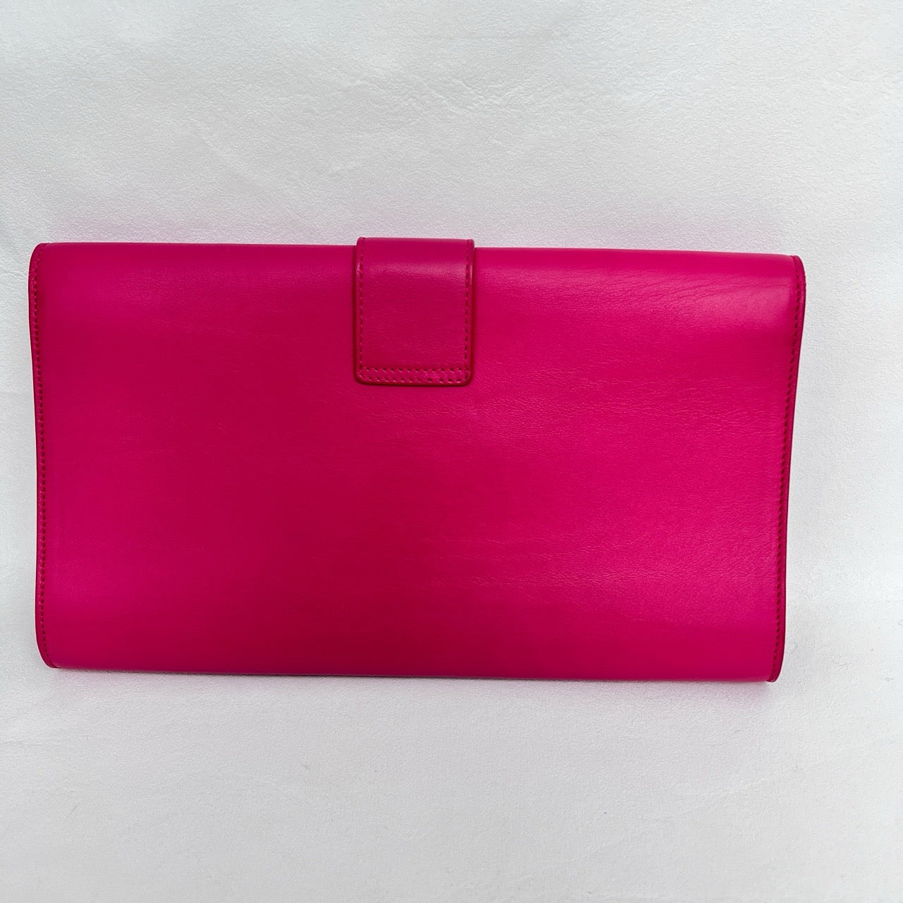 Pre-owned YSL Saint Laurent Chyc Clutch Fuchsia w/ Golden hardware