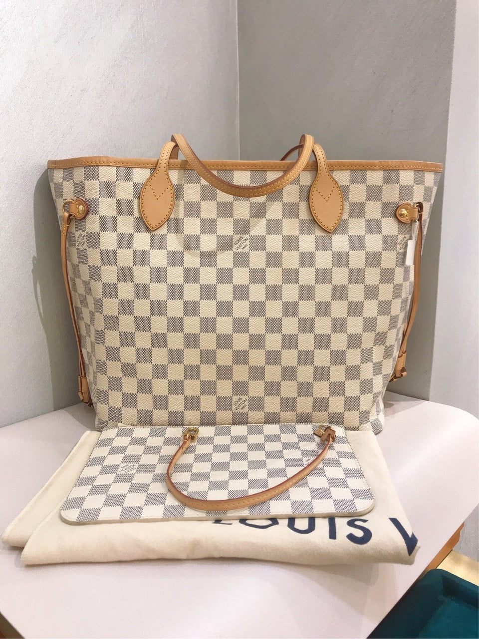 Подержанный LV Louis Vuitton Neverfull MM Damier Azure