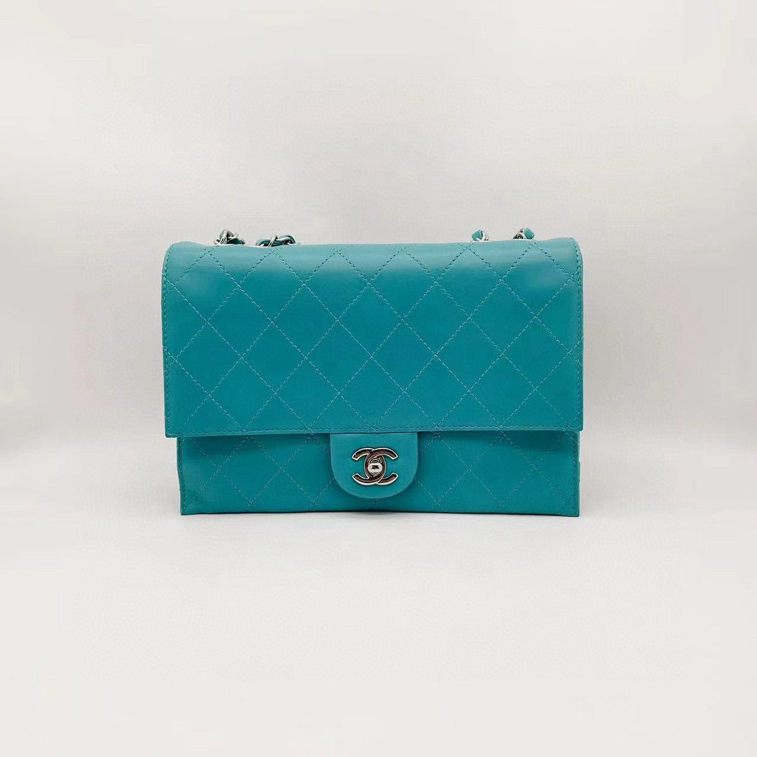 Pre-owned Chanel Flap Vintage Tiffany Blue w/ Silver Hardware