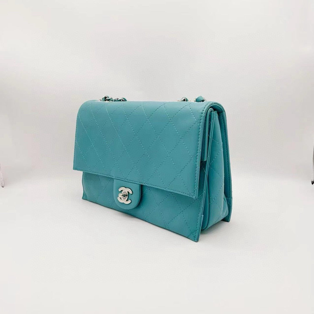 Pre-owned Chanel Flap Vintage Tiffany Blue w/ Silver Hardware