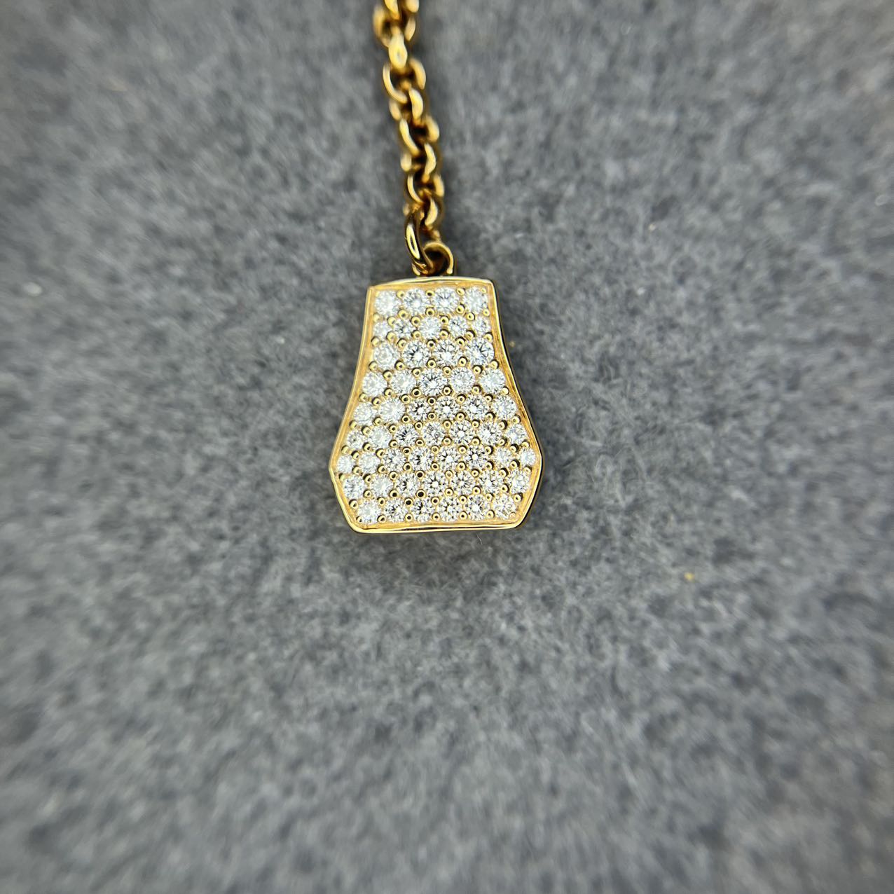 Pre-owned Hermes 18K Rose Gold Diamond Kelly Clochette Drop Earrings, w/ box, certificate