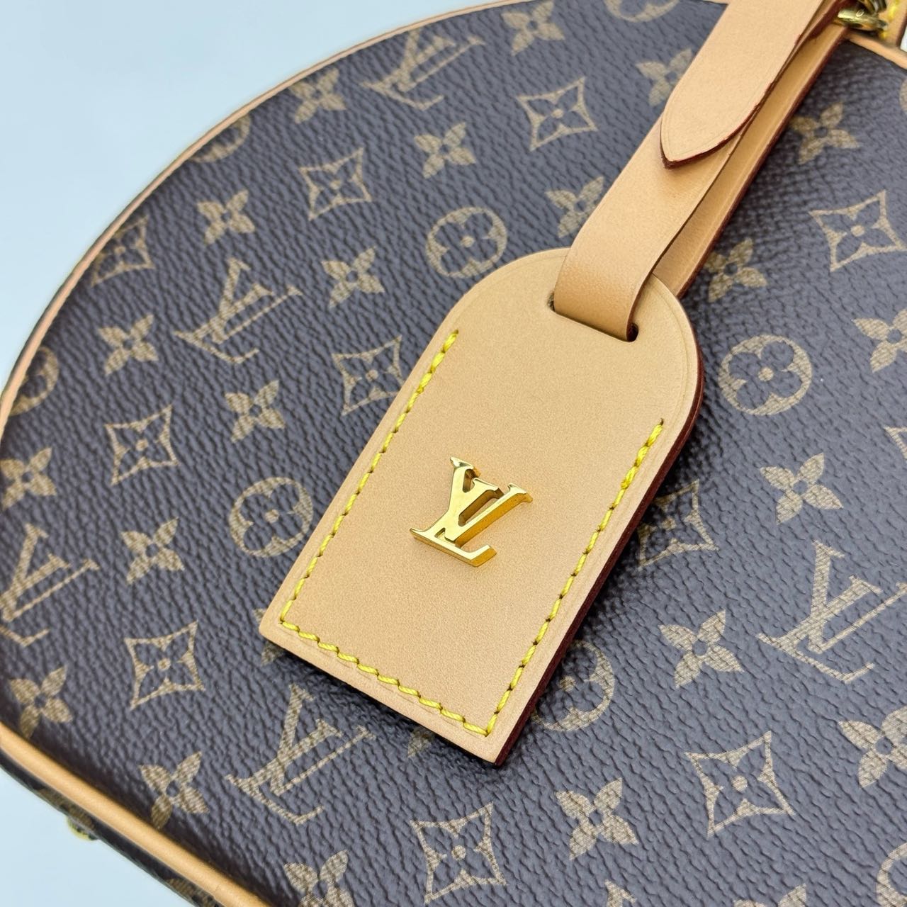 Pre-owned Certified LV Louis Vuitton MM Boite Chapeau Souple in Monogram Coated Canvas with Golden Hardware, Microchipped, w/Strap