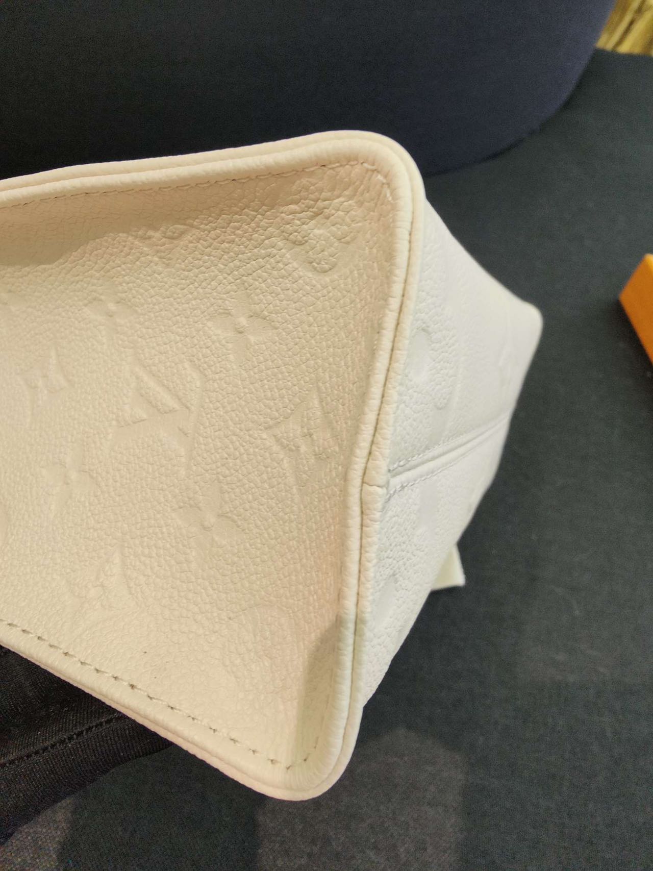 Pre-owned Certified LV Louis Vuitton OnTheGo PM in Cream White Monogram Empreinte Leather with Golden Hardware, 2024 Microchipped, w/full set