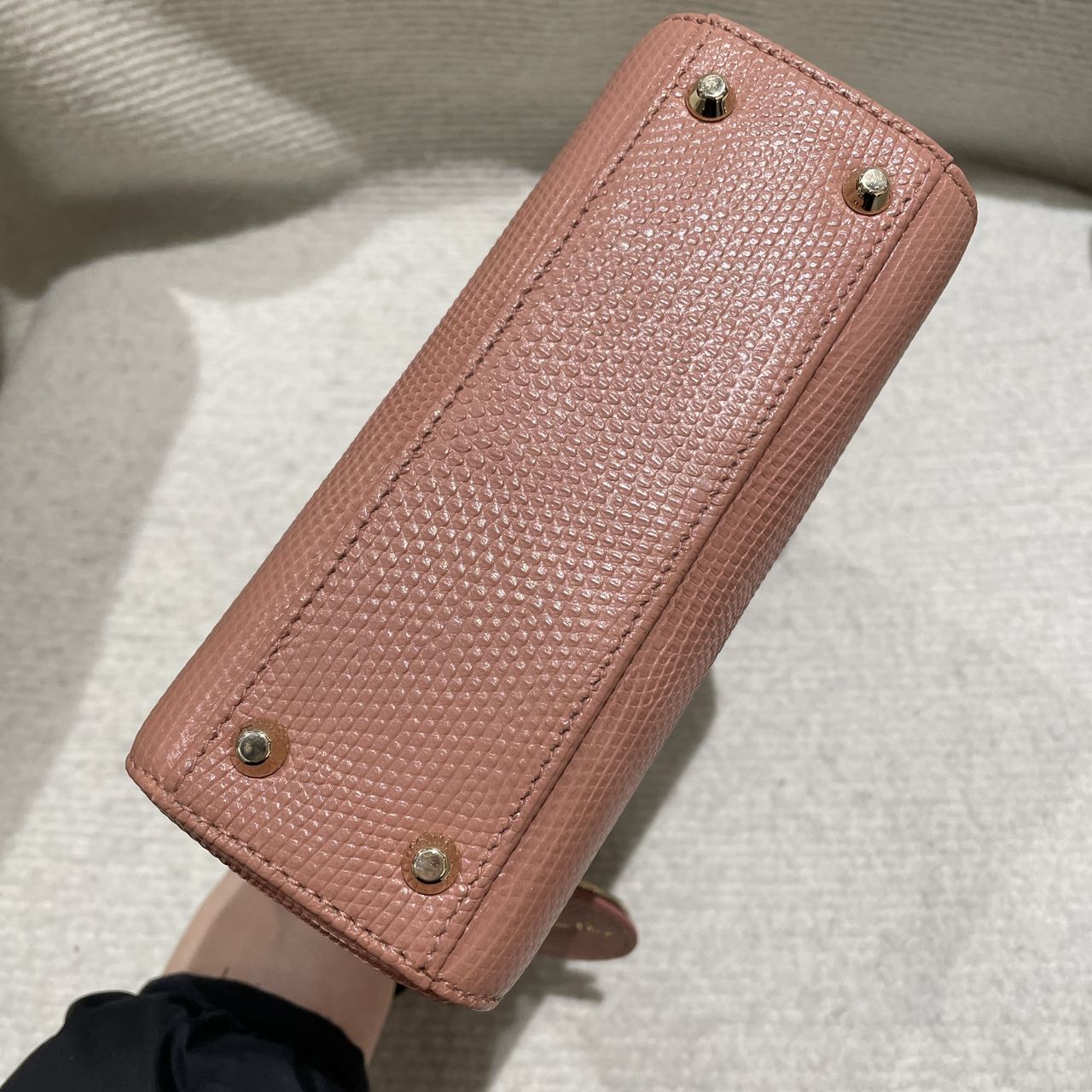 Pre-owned Certified Dior Mini Lady Dior in Nude Pink Natural Lizard Skin with Light Golden Hardware, 2021, w/full set