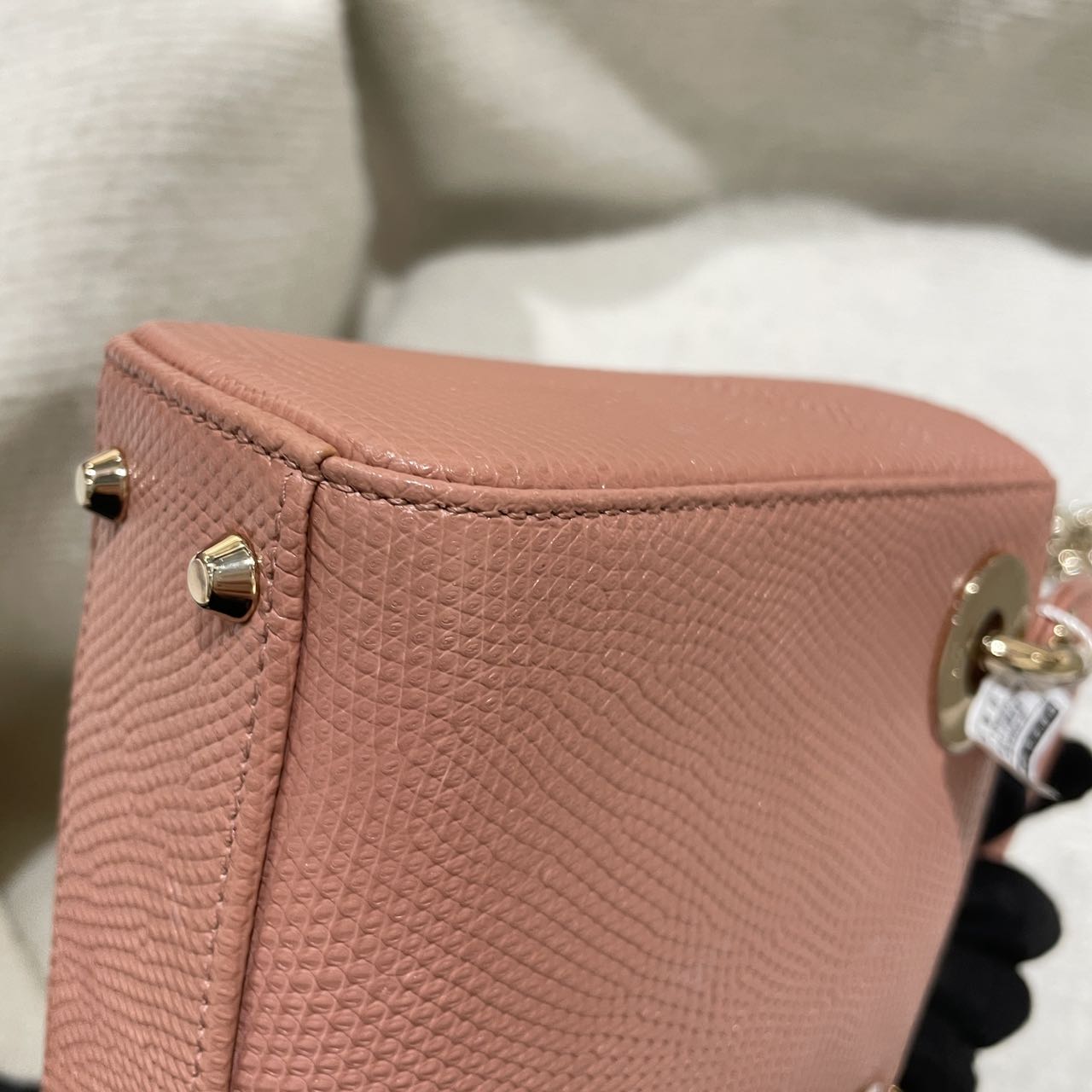 Pre-owned Certified Dior Mini Lady Dior in Nude Pink Natural Lizard Skin with Light Golden Hardware, 2021, w/full set