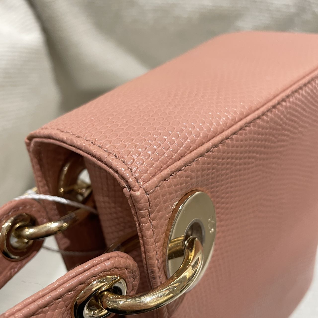 Pre-owned Certified Dior Mini Lady Dior in Nude Pink Natural Lizard Skin with Light Golden Hardware, 2021, w/full set