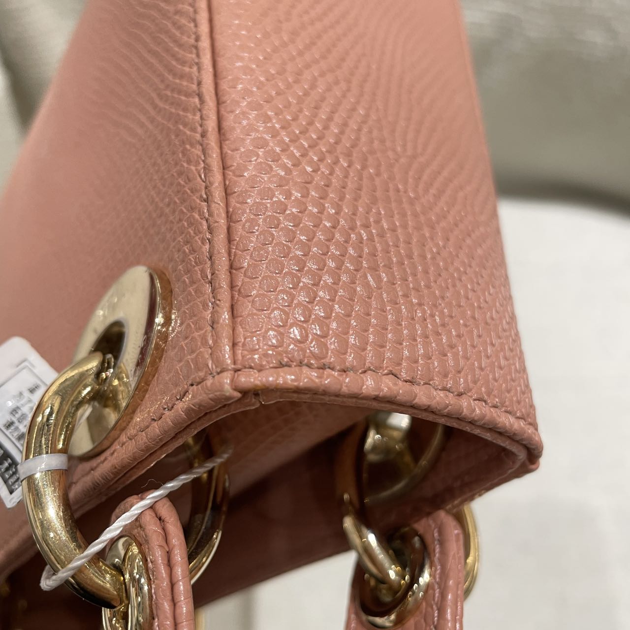 Pre-owned Certified Dior Mini Lady Dior in Nude Pink Natural Lizard Skin with Light Golden Hardware, 2021, w/full set