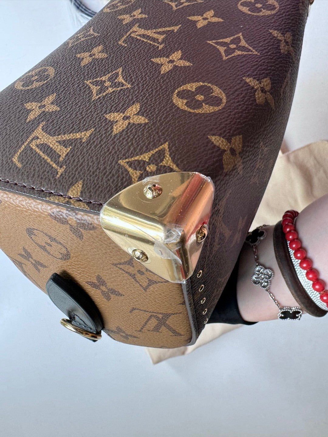 Pre-owned Certified Louis Vuitton LV Special Edition Speedy 20 Trunk Monogram Reverse with Golden Hardware, Not Used, w/ dust bag, strap, lock & key