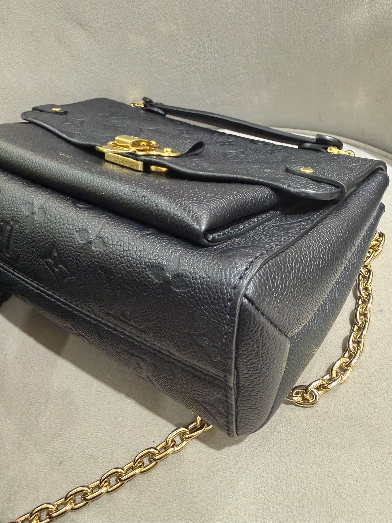 Pre-owned Certified LV Louis Vuitton PM Vavin in Black Mongram Empreinte with Golden Hardware, Microchipped, w/ dust bag