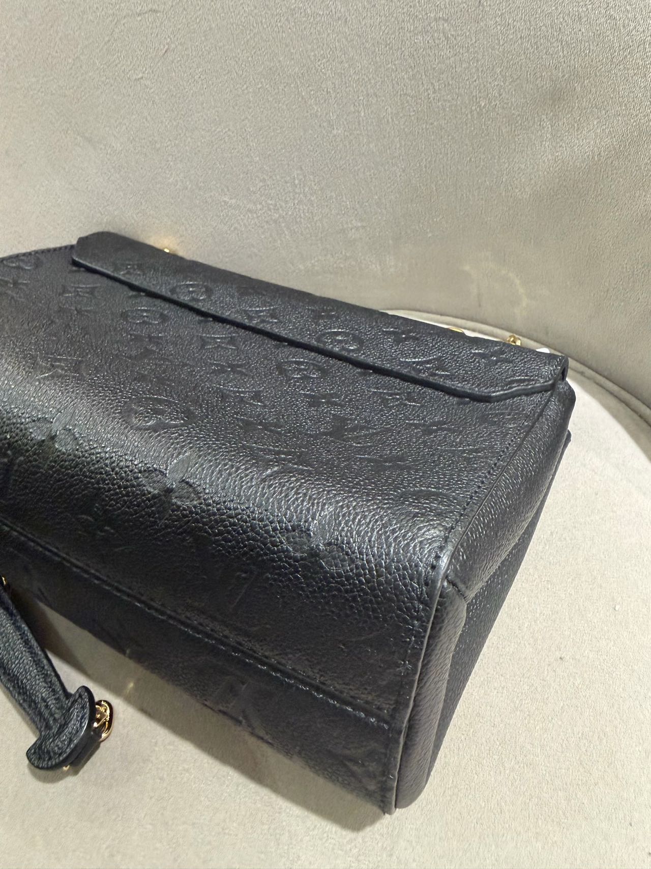 Pre-owned Certified LV Louis Vuitton PM Vavin in Black Mongram Empreinte with Golden Hardware, Microchipped, w/ dust bag