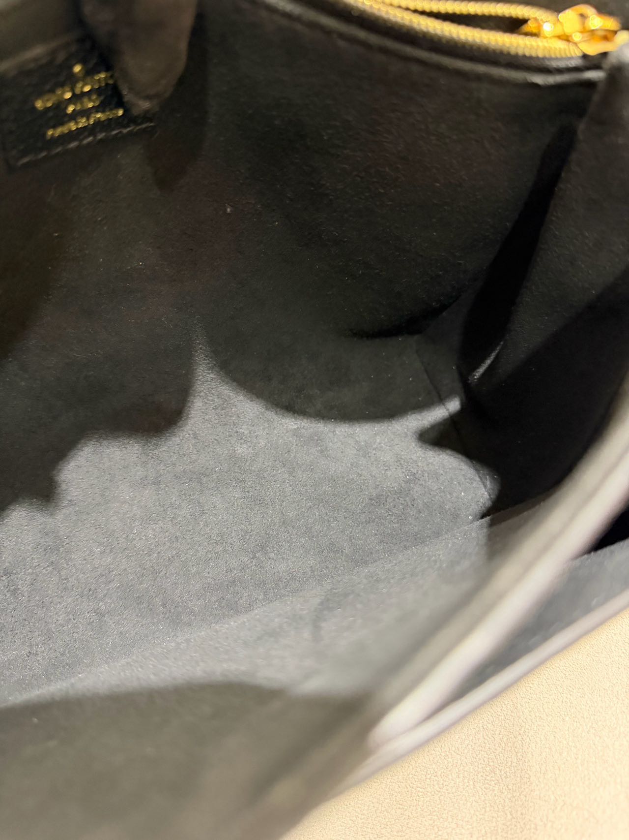 Pre-owned Certified LV Louis Vuitton PM Vavin in Black Mongram Empreinte with Golden Hardware, Microchipped, w/ dust bag