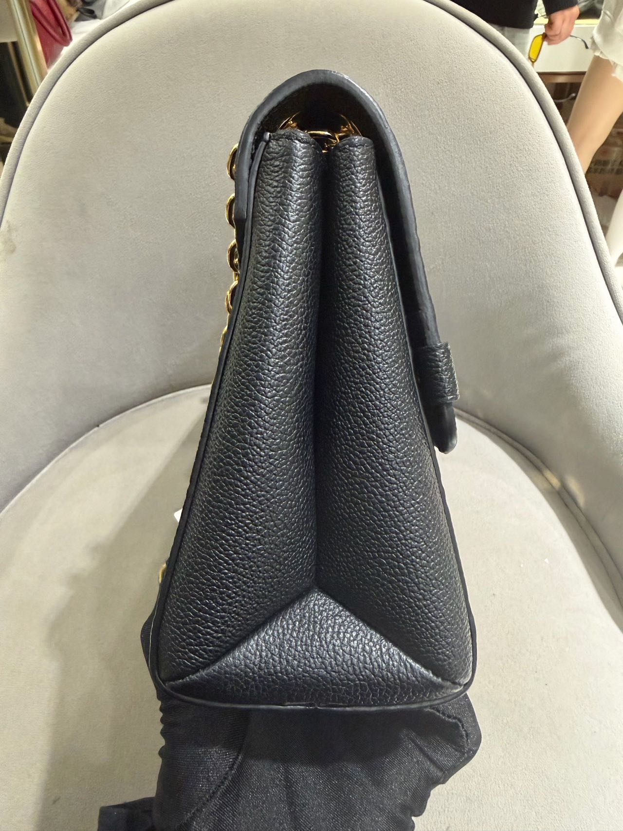 Pre-owned Certified LV Louis Vuitton PM Vavin in Black Mongram Empreinte with Golden Hardware, Microchipped, w/ dust bag