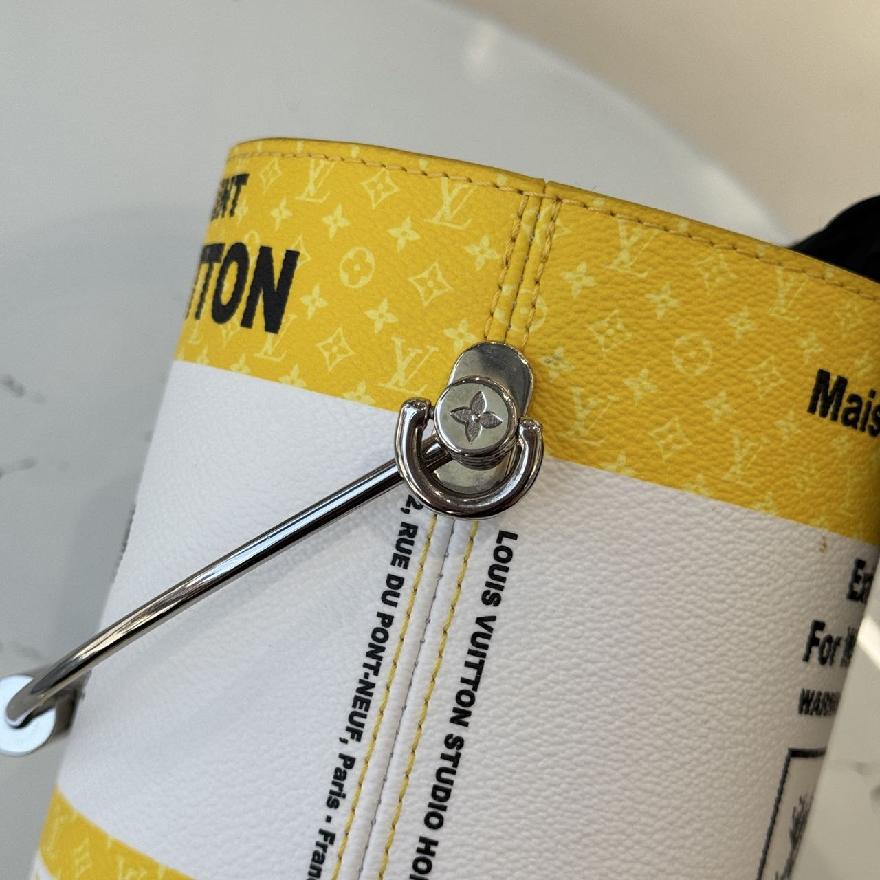 Pre-owned Certified LV Louis Vuitton Yellow Paint Can in Coated Canvas, 2022 Microchipped, w/strap