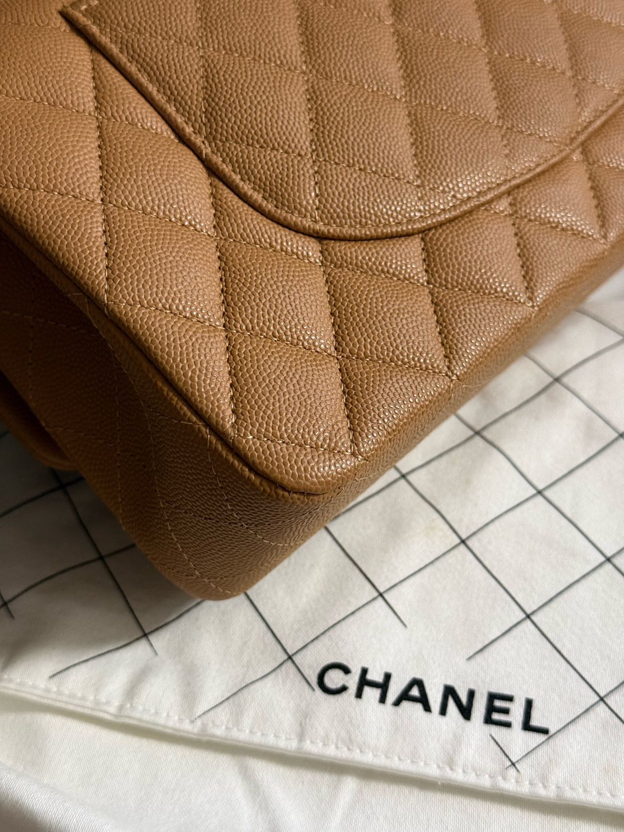 Pre-owned Certified Chanel Medium CF Double Classic Flap in Brown Caviar Leather with Golden Hardware, 2026, w/full set