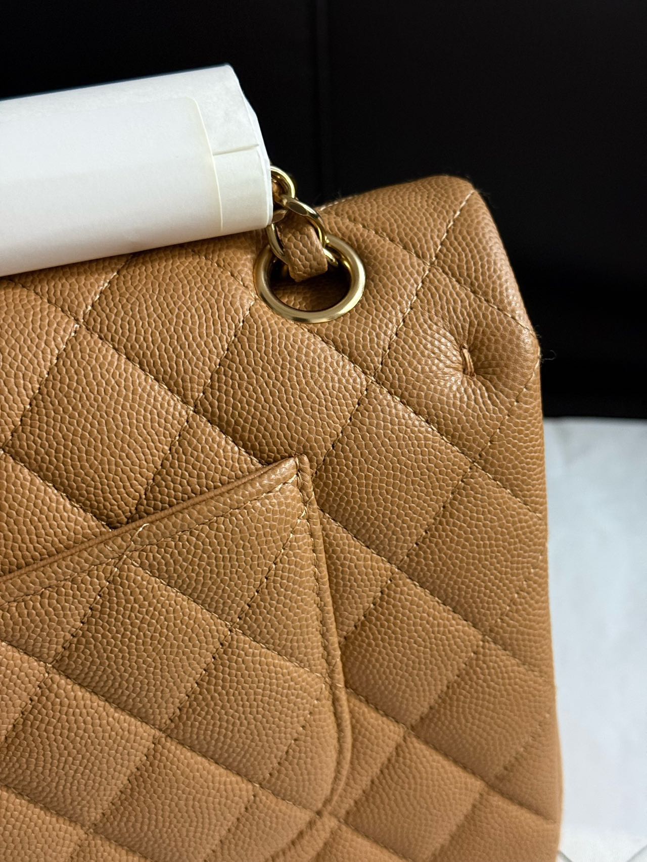 Pre-owned Certified Chanel Medium CF Double Classic Flap in Brown Caviar Leather with Golden Hardware, 2026, w/full set