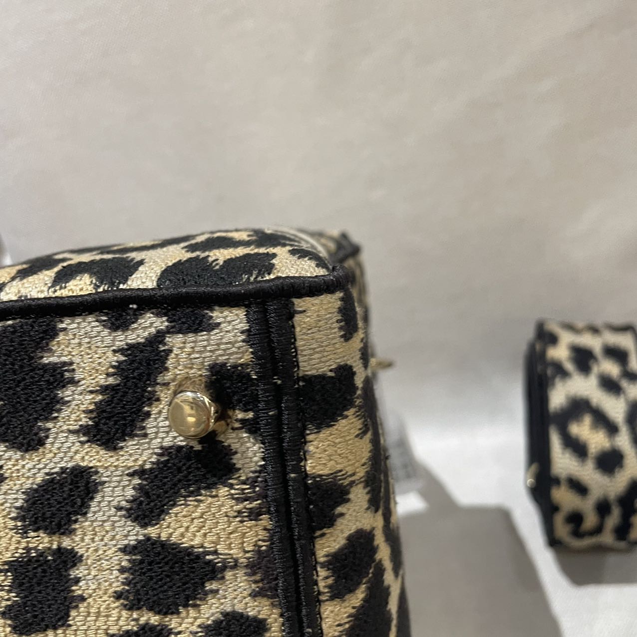 Pre-owned Certified Dior Medium Lady D-Lite in Leopard Print Canvas with Golden Hardware, 2022, w/ dust bag, strap